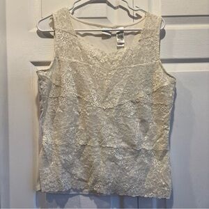 Vintage Emma James Cream Lace Layering Tank Top - Size Large